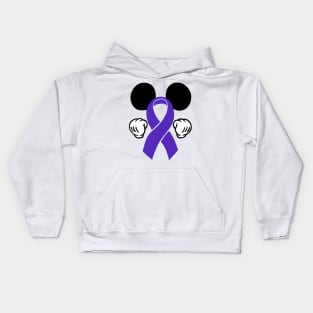 Mouse Ears Awareness ribbon (Purple) Kids Hoodie